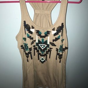 Sequined brown tank top
